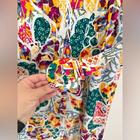 Diane Von Furstenberg Paddy Printed Cotton Blend Poplin Midi Shirt Dress Large - Picture 8 of 11